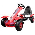 Gokart na pedały Racing XL dla dzieci 3+ Czerwony + Pompowane koła + Regulacja fotela + Wolny bieg