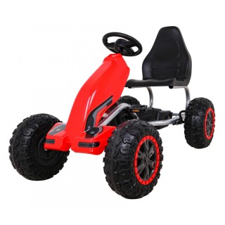 Duży Gokart Strong na pedały dla dzieci Czerwony + Obciążenie 100 kg + Koła EVA + Hamulec ręczny + Sportowy fotel