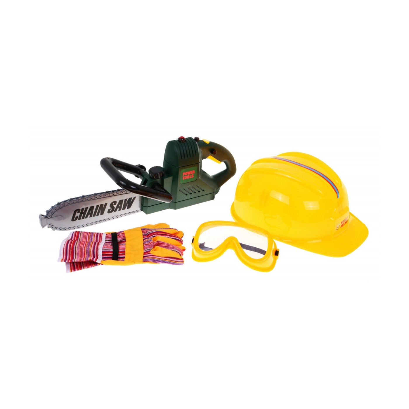 Large chainsaw set, gloves, goggle and helmet