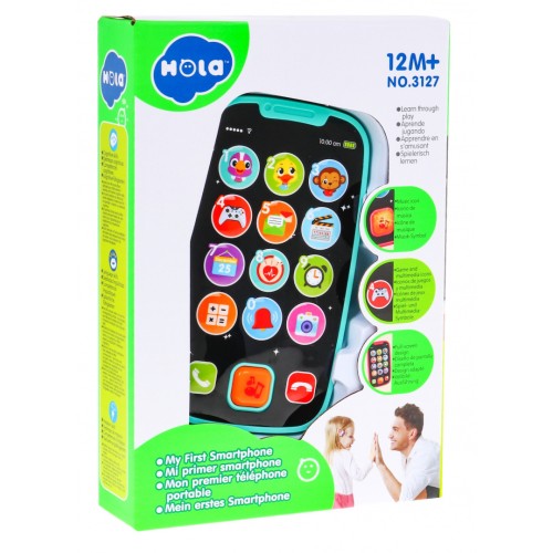 Interaktywny smartfon dla dzieci 12m+ niebieski Dźwięki Światła 15 przycisków