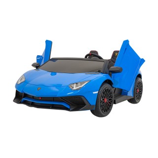 Auto Lamborghini Aventador SV na akumulator dla 2 dzieci Niebieski + Pilot 2,4 GHz + Pianka EVA + Audio LED