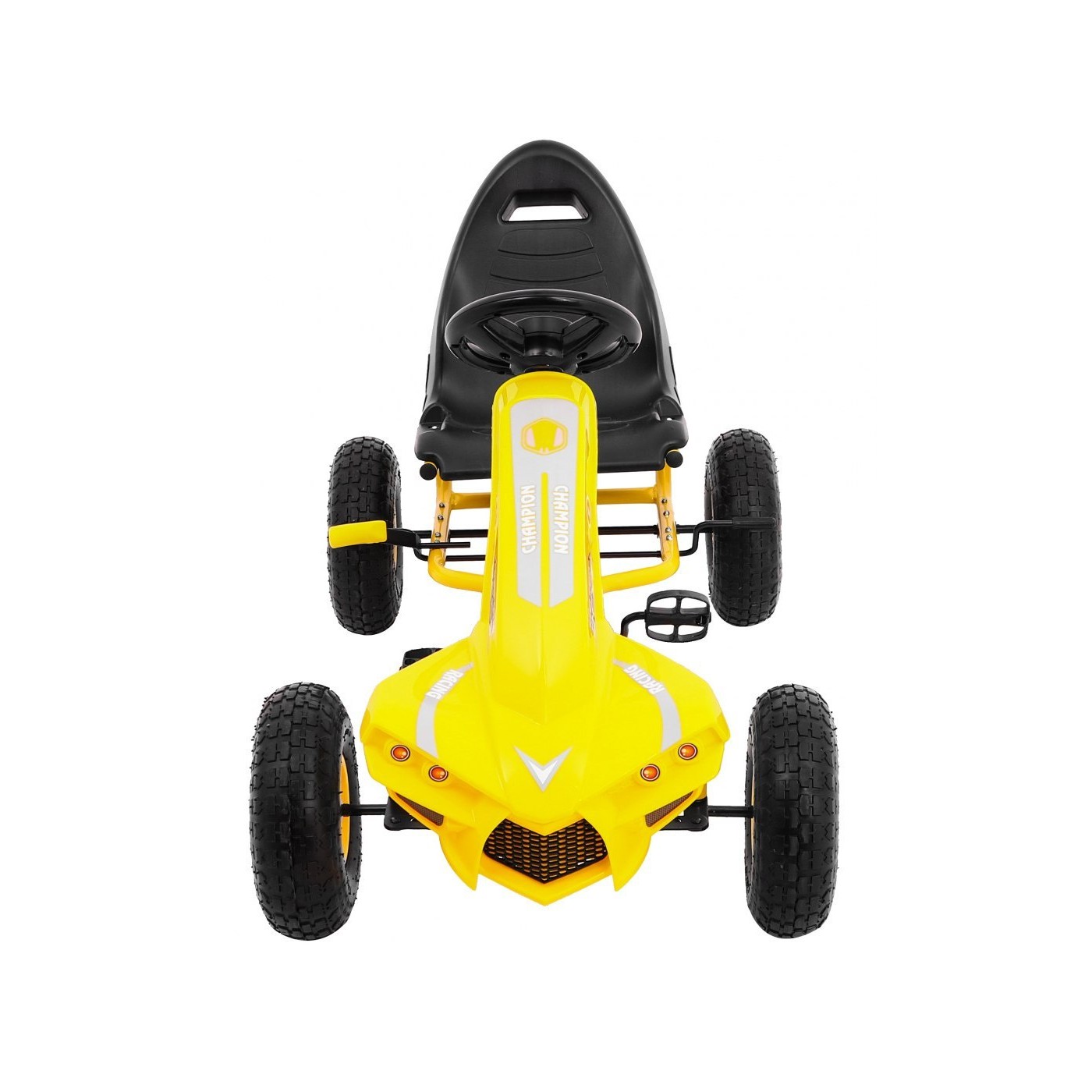 Gokart Champion na pedały dla dzieci 3+ Żółty + Pompowane opony + Regulowane siedzisko + Ręczny hamulec