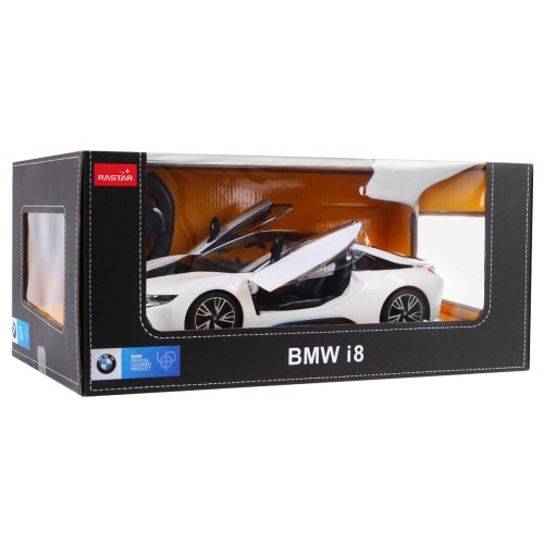 R C toy car the BMW i8 White garage door 1 14 RASTAR
