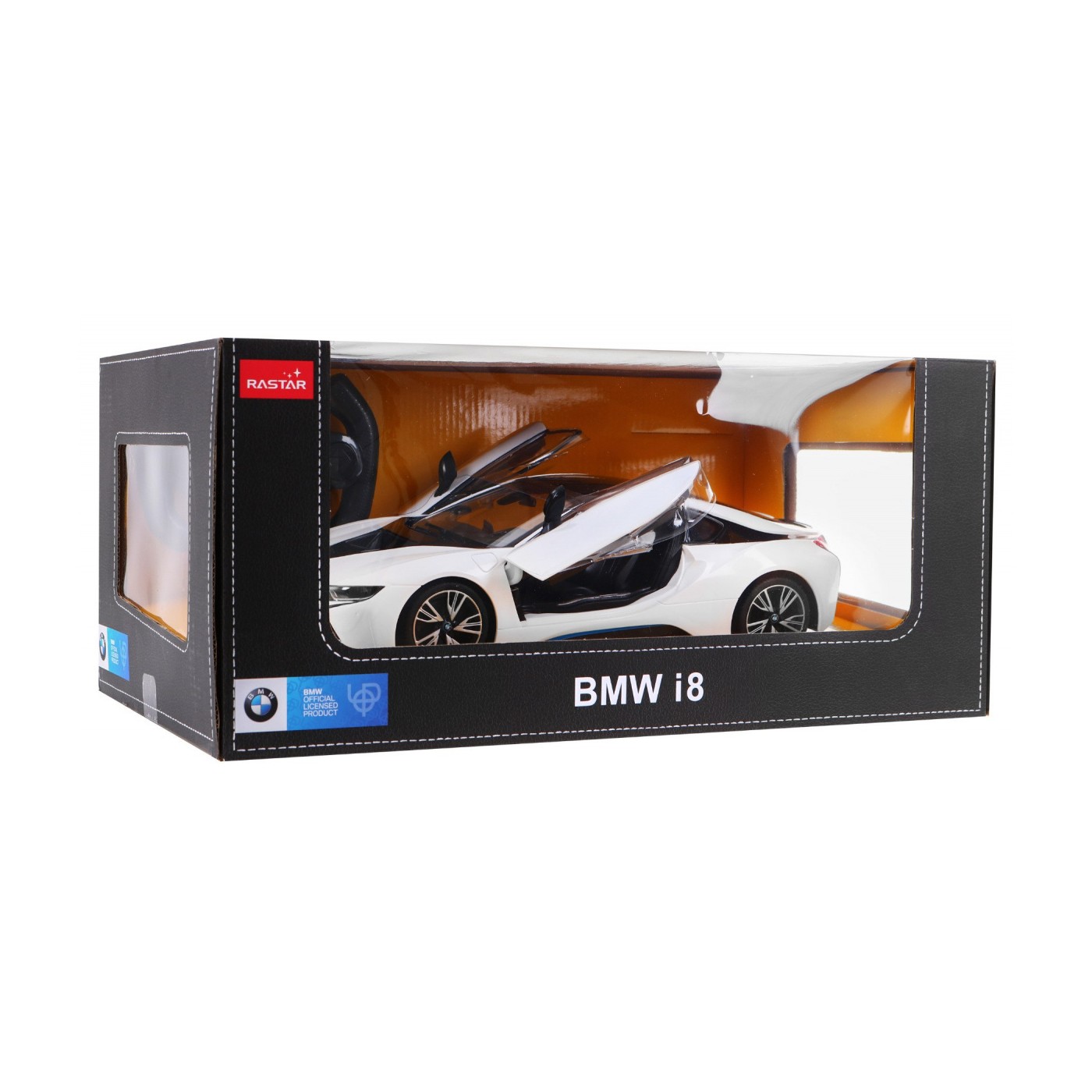 R C toy car the BMW i8 White garage door 1 14 RASTAR