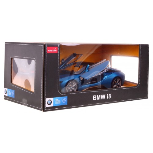 BMW i8 niebieskie RASTAR model 1:14 Zdalnie sterowane auto + pilot 2,4 GHz