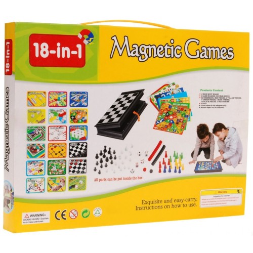 Ogromny zestaw magnetycznych Gier Planszowych 18w1 dla dzieci i dorosłych + Akcesoria