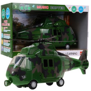 Wojskowy Helikopter dla dzieci 3+ Zielony + Interaktywne Dźwięki Światła + Ruchome elementy
