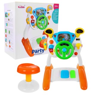 Interaktywny Symulator autka dla dzieci 3+ Dźwięki Światła + Kokpit + Kierownica + Pedały + Stołek