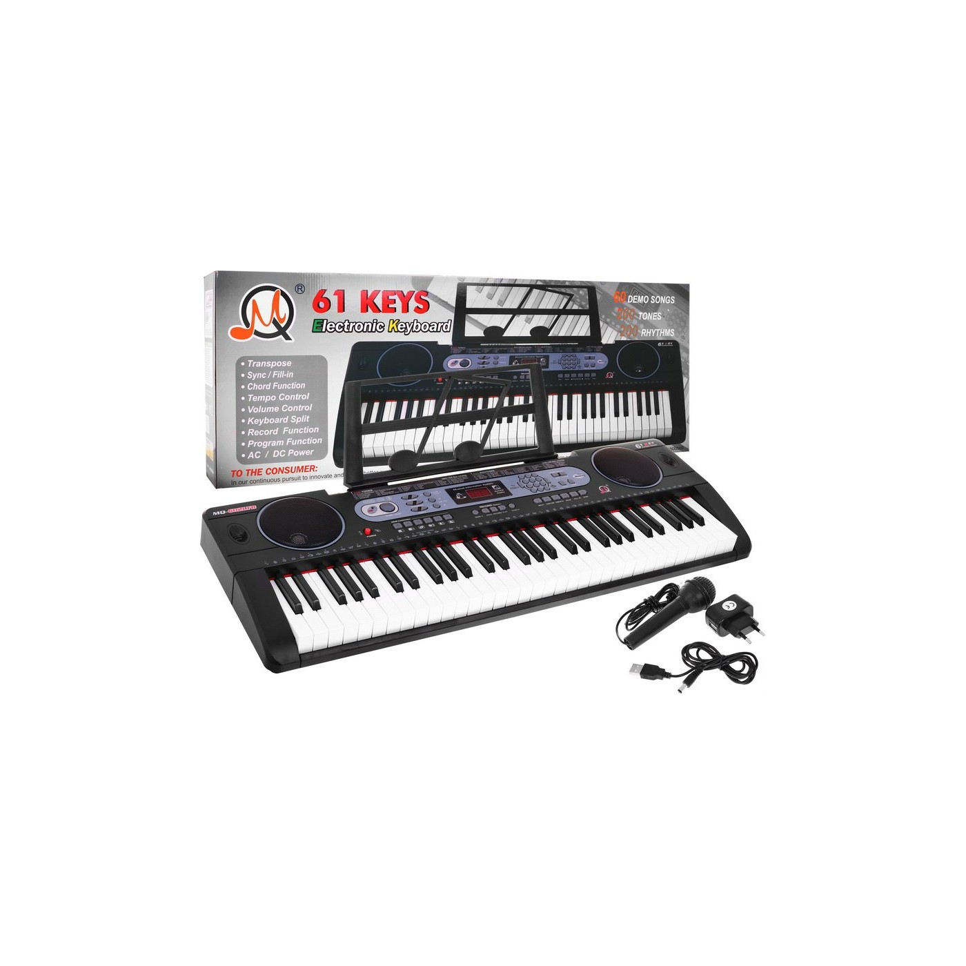 Wielofunkcyjny Keyboard dla dzieci 5+ Zestaw muzyczny Stojak na nuty Mikrofon - model nr 602