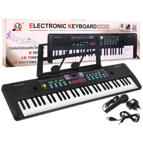 Keyboard dla dzieci 5+ Stojak na nuty Mikrofon + Kolorowe przyciski - model nr 605
