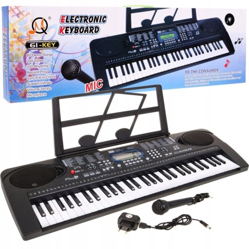 Keyboard dla dzieci 5+ Mikrofon Stojak na nuty USB MP3 Taktomierz - model nr 6159