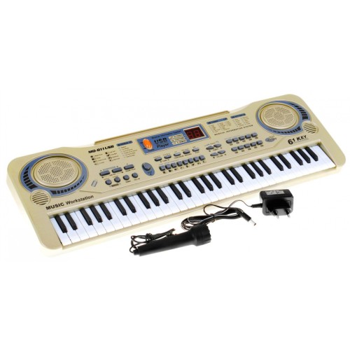 Beżowy Keyboard dla dzieci 5+ Mikrofon + Nagrywanie + USB MP3 - model nr 811