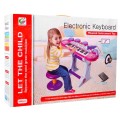 Różowy zestaw muzyczny Keyboard + Werble + Mikrofon dla dzieci 3+ Światła + Dźwięki 3 oktawy