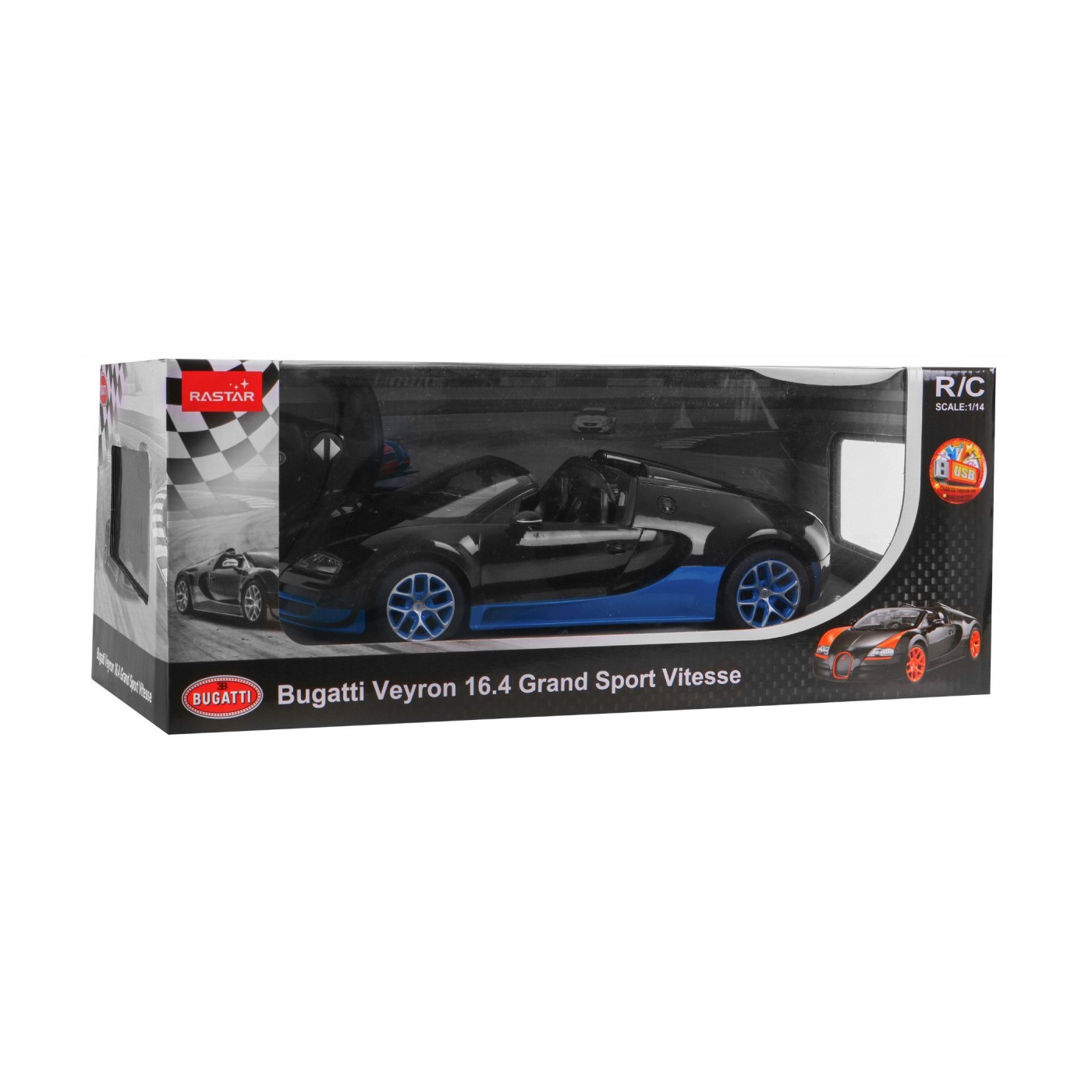 Bugatti Veyron Grand Sport Vitesse czarny RASTAR model 1:14 Zdalnie sterowane auto + Pilot