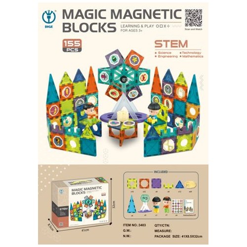 Magnetic Blocks Set of 155 elements