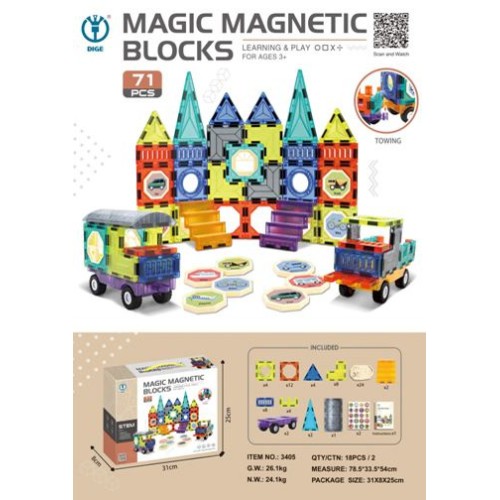Magnetic Blocks Set of 71 elements