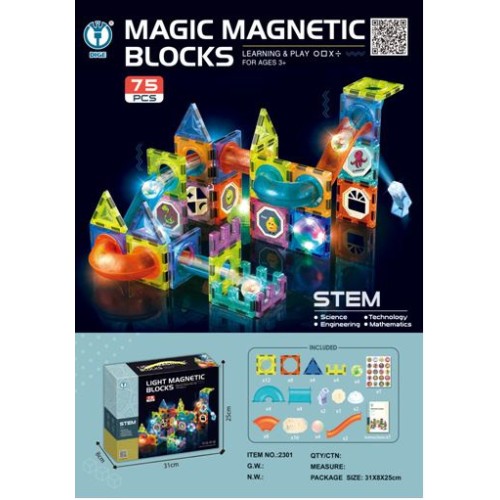 Magnetic Blocks Set of 75 elements