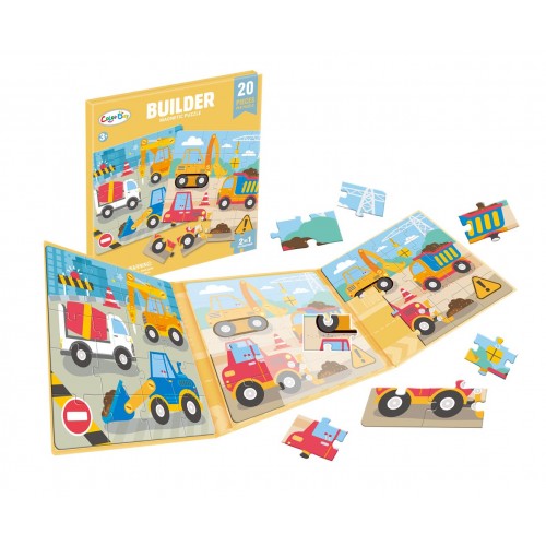 Magnetyczne Puzzle Plac Budowy + Książeczka