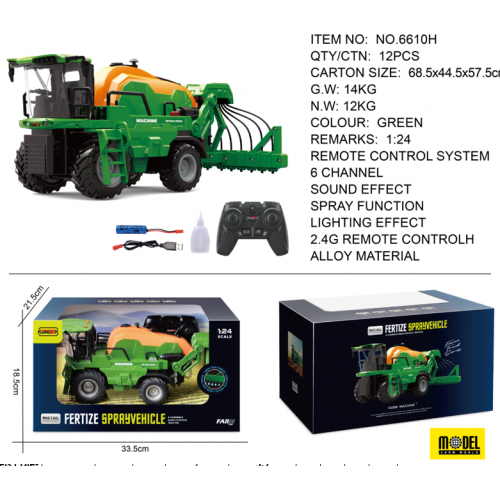 Kombajn R/C 1:24 Zielony z Funkcją Dymu