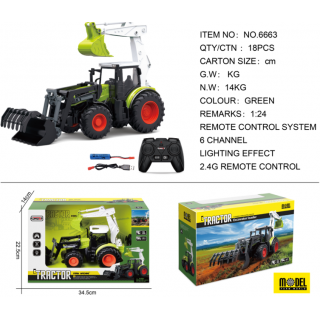 Traktor R/C 1:24 Zielony z Funkcją Koparki