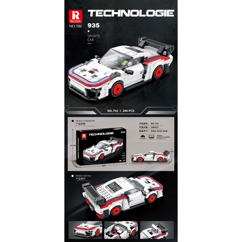 Zestaw Klocków Auto Sportowe Białe 346el.