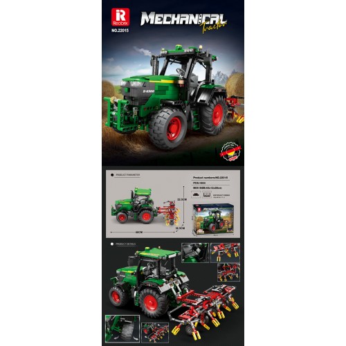 Zestaw Klocków Traktor Zielony + Akcesoria 1828el.