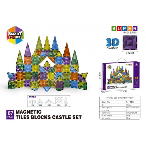 Zestaw Klocków Magnetycznych 3D 67el.