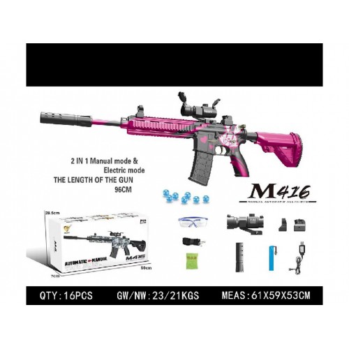 Karabin M416 Różowy na Kulki Wodne + Akcesoria
