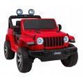 Jeep Wrangler Rubicon na akumulator dla dzieci Czerwony + Pilot + Radio MP3 LED + Koła EVA