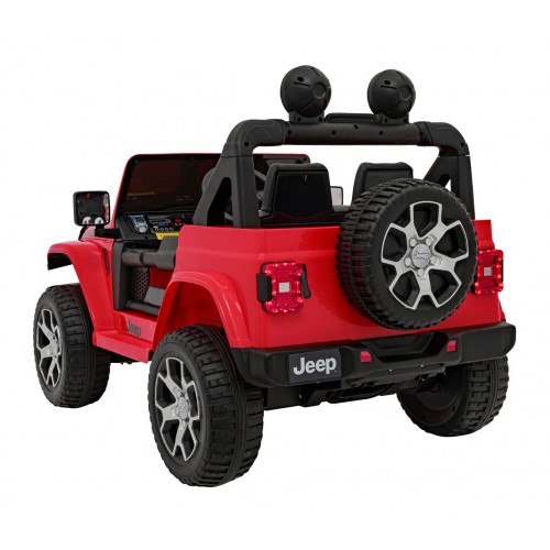 Jeep Wrangler Rubicon na akumulator dla dzieci Czerwony + Pilot + Radio MP3 LED + Koła EVA