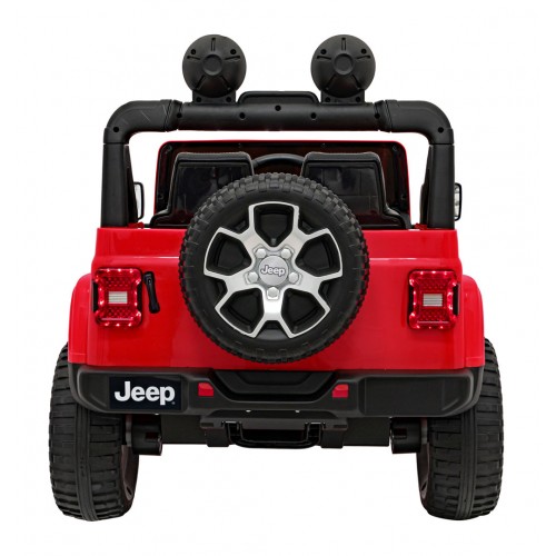 Jeep Wrangler Rubicon na akumulator dla dzieci Czerwony + Pilot + Radio MP3 LED + Koła EVA