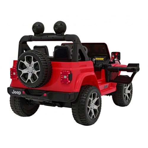 Jeep Wrangler Rubicon na akumulator dla dzieci Czerwony + Pilot + Radio MP3 LED + Koła EVA