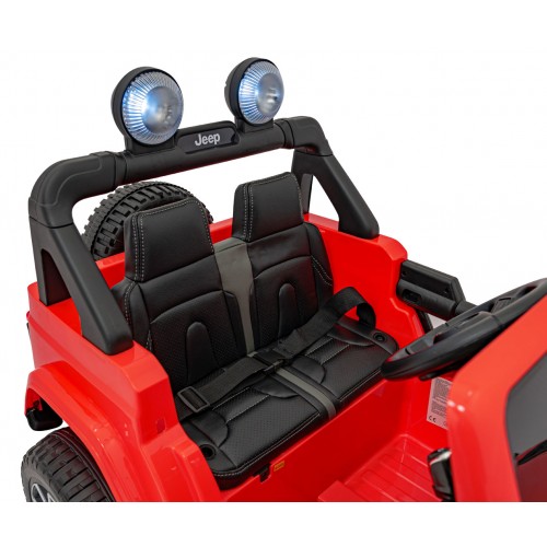 Jeep Wrangler Rubicon na akumulator dla dzieci Czerwony + Pilot + Radio MP3 LED + Koła EVA