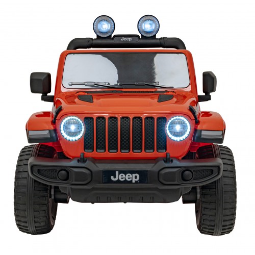Jeep Wrangler Rubicon na akumulator dla dzieci Pomarańczowy + Pilot + Radio MP3 LED + Koła EVA