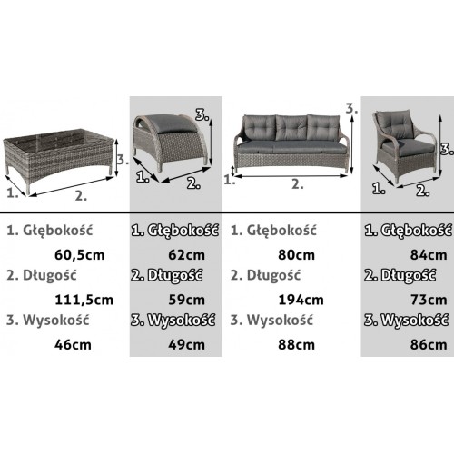 Set Big Furniture Aluminum Dark Brown