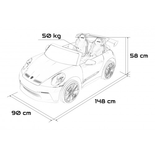 Pojazd Porsche 911 GT3 Czarny, wyścigowy samochód dla dzieci