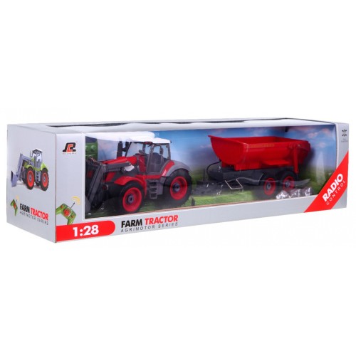 Traktor Czerwony Przyczepa Zielona