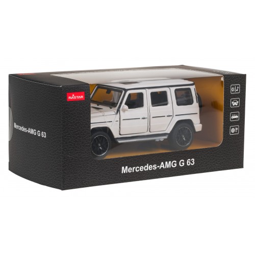 Autko Metalowe 1/32 Mercedes-Benz AMG G63 z Dźwiękiem Białe RASTAR