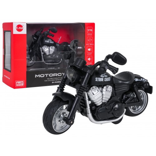 Metalowy Motocykl Czarny z Funkcją Świateł i Dźwięku
