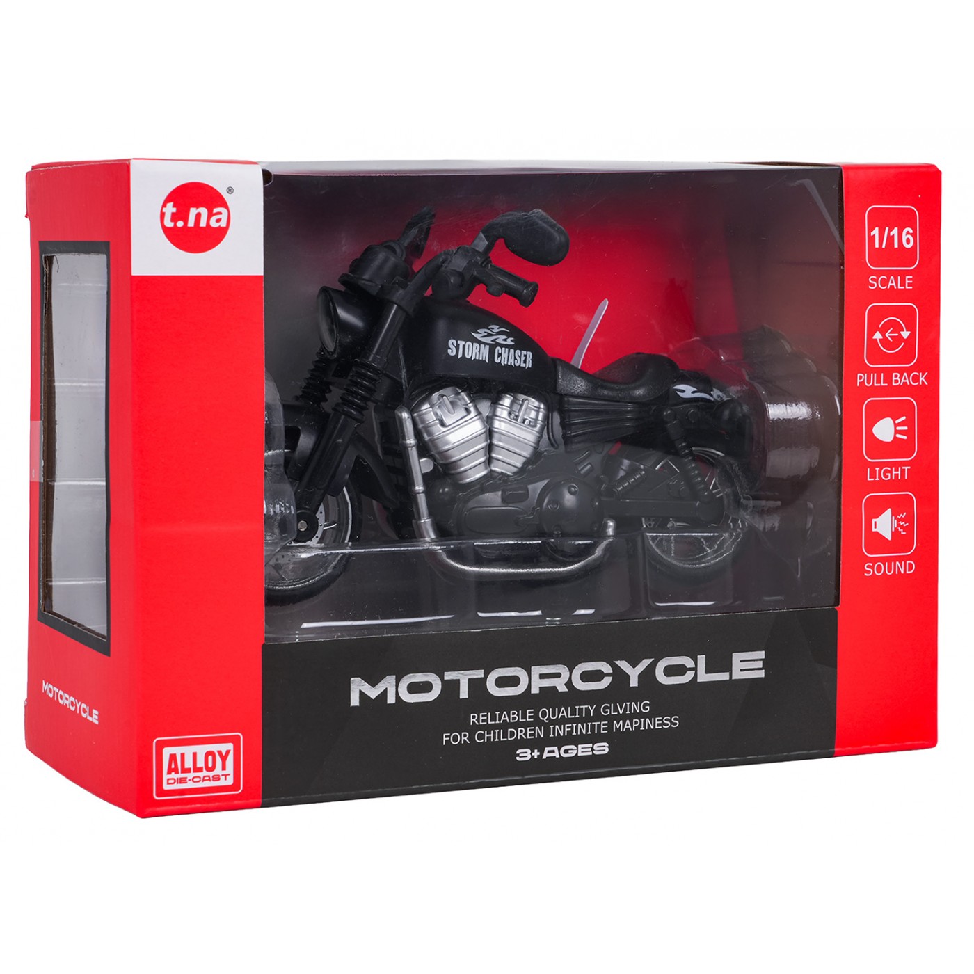 Metalowy Motocykl Czarny z Funkcją Świateł i Dźwięku