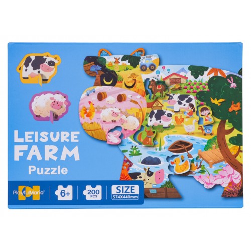 Zestaw Puzzli Farma 200 el. z 2 kartonowymi zwierzątkami dla dzieci 6+