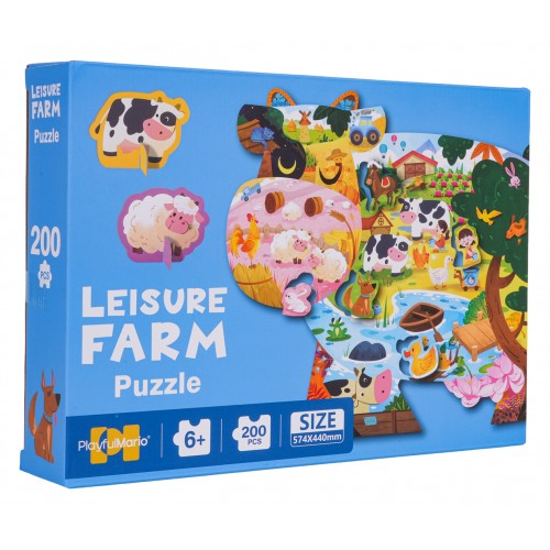 Zestaw Puzzli Farma 200 el. z 2 kartonowymi zwierzątkami dla dzieci 6+