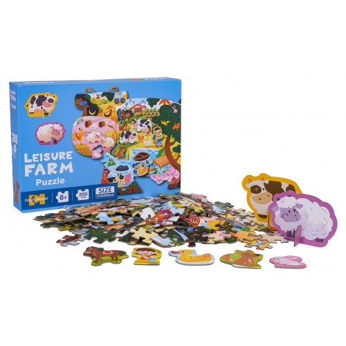 Zestaw Puzzli Farma 200 el. z 2 kartonowymi zwierzątkami dla dzieci 6+