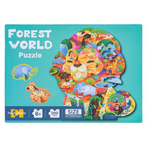 Zestaw Puzzli Dżungla 200 el. z 2 kartonowymi zwierzątkami dla dzieci 6+