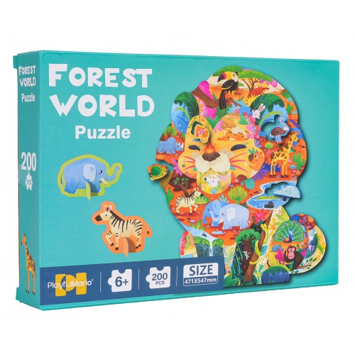 Zestaw Puzzli Dżungla 200 el. z 2 kartonowymi zwierzątkami dla dzieci 6+