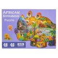 Zestaw Puzzli Safari 287 el. z 2 kartonowymi zwierzątkami dla dzieci 6+