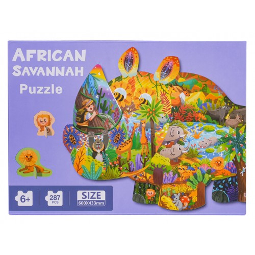 Zestaw Puzzli Safari 287 el. z 2 kartonowymi zwierzątkami dla dzieci 6+