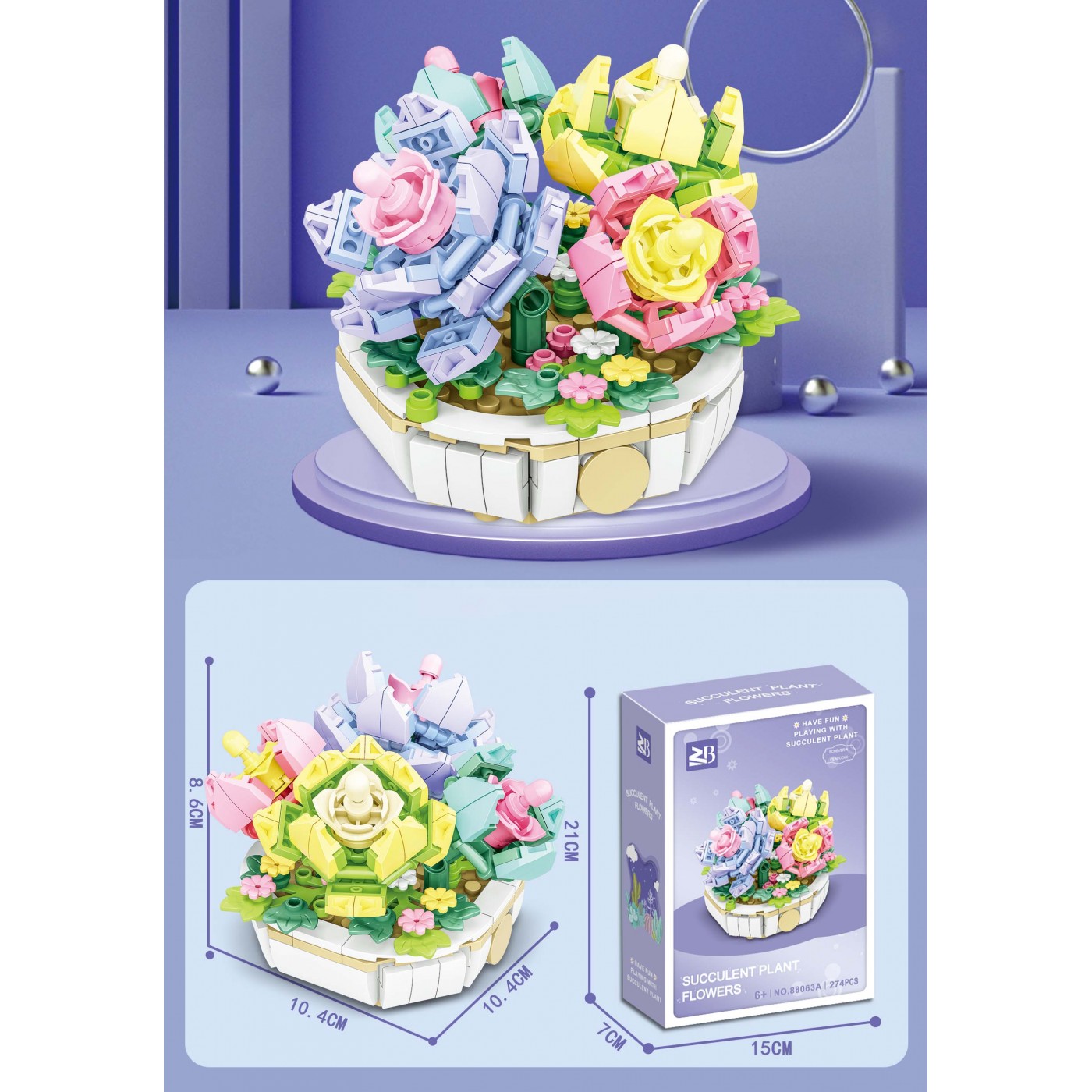 Zestaw klocków kreatywnych Kwiaty w rabatce 274 el. dla dzieci 6+