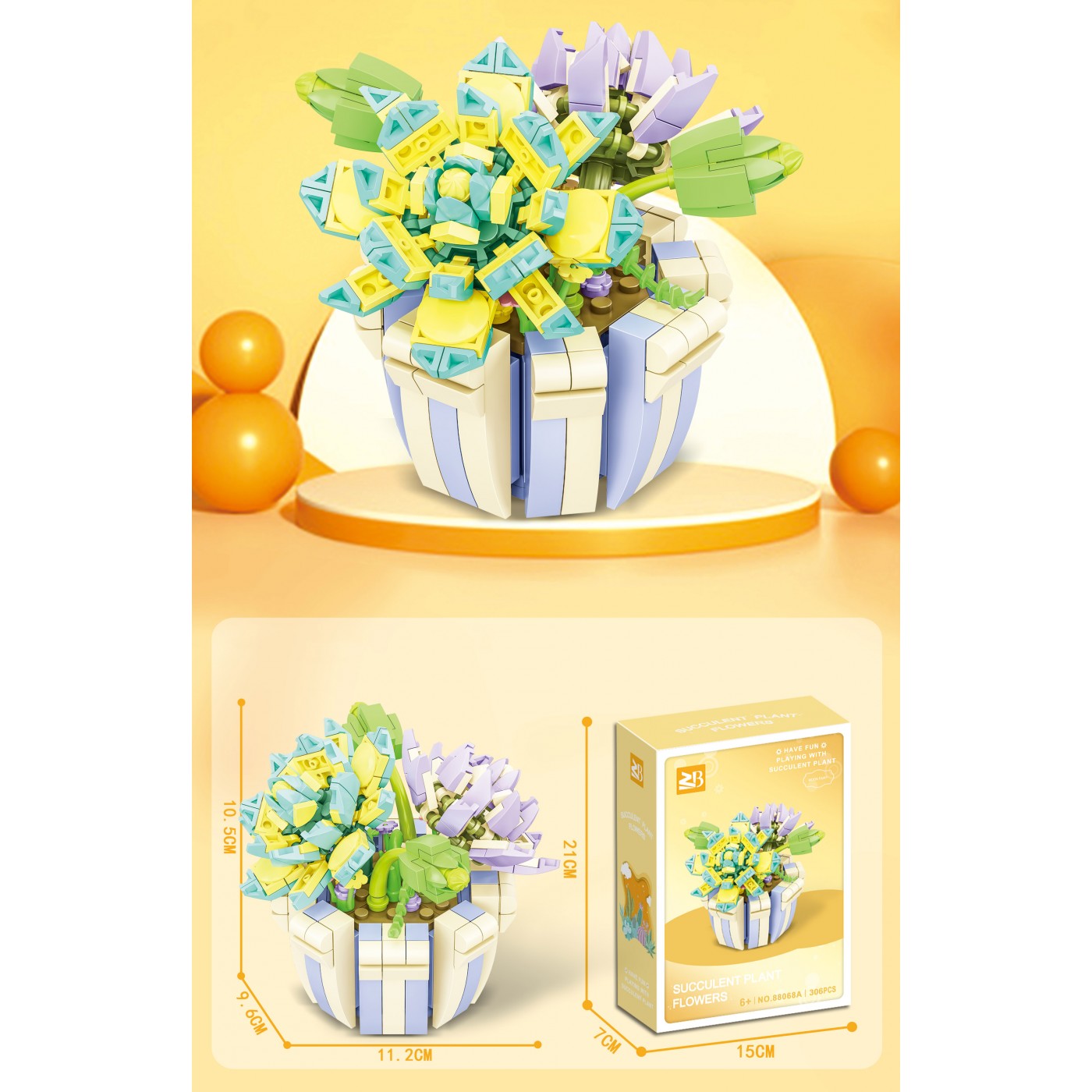 Zestaw klocków kreatywnych Kwiaty w kolorowej doniczce 306 el. dla dzieci 6+