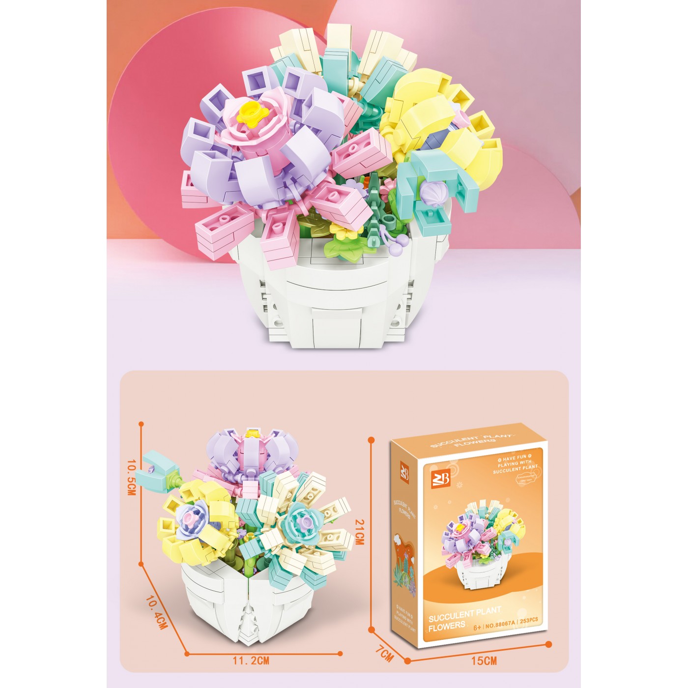 Zestaw klocków kreatywnych Bukiet w doniczce 253 el. dla dzieci 6+